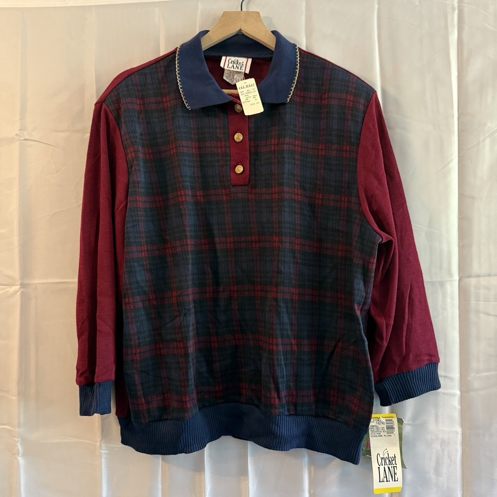 Cricket Lane Highland Fling XL Vintage Gold Button Shirt‎ Cottage Grandma New